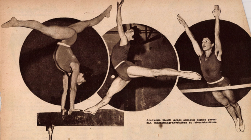 Képes Sport 1956. december 11. Keleti Ágnes egyéni gyakorlatai közben az olimpián